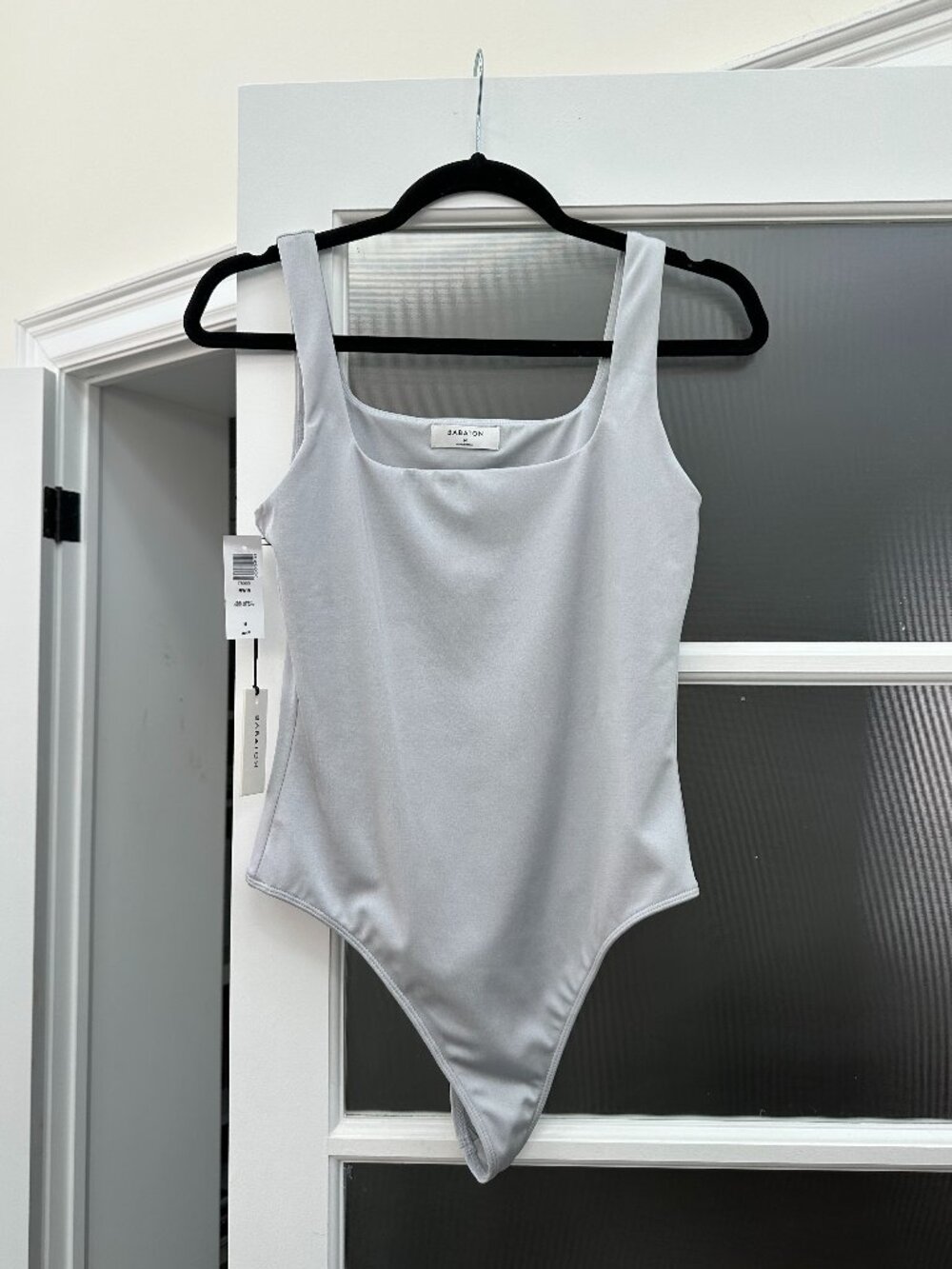 Babaton Metallic Silver Bodysuit with tags